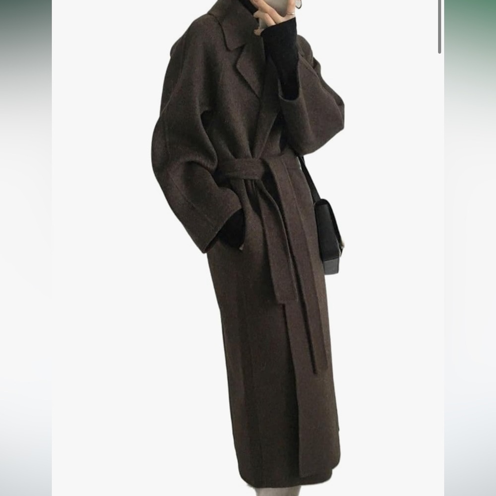 Brown wools blend trench coat